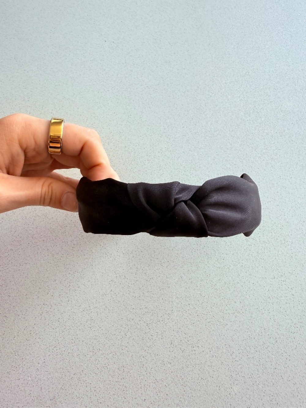 Black Satin Knot Headband Structured Hair Accessory